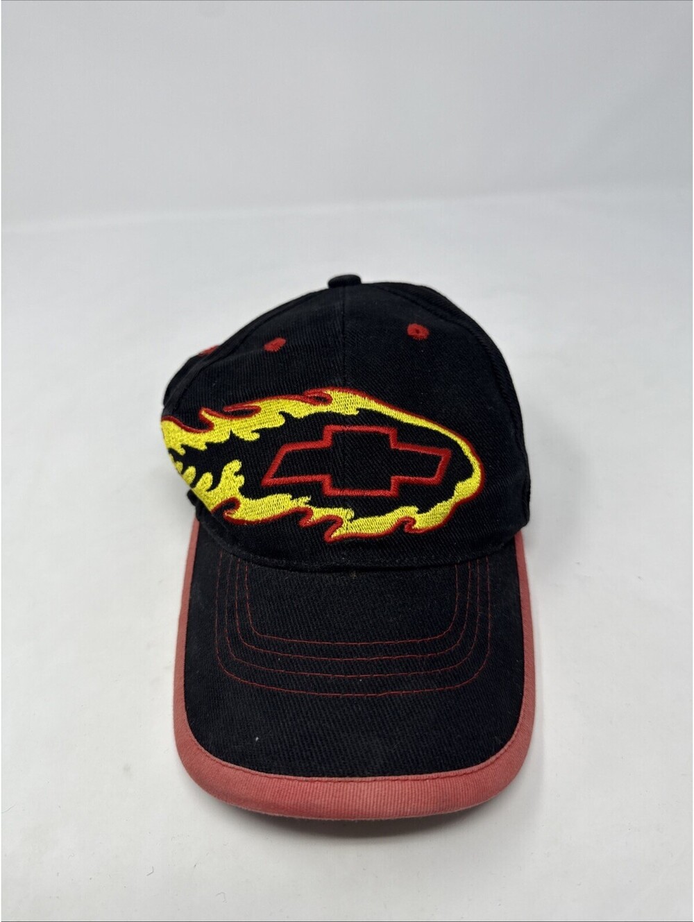 Hat Men's Adjustable Black Flame Embroidered Chevrolet Logo